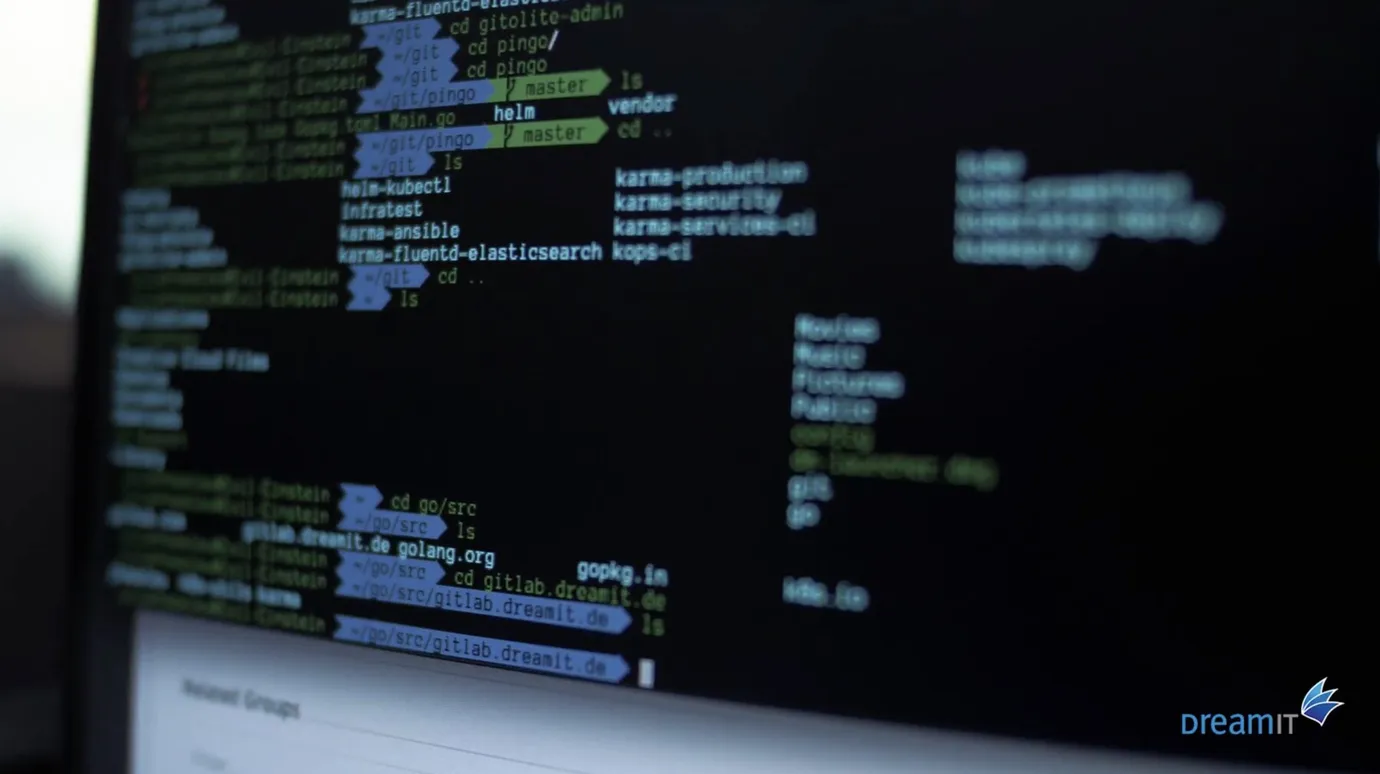 DevOps CLI showing git branches and CI pipeline status